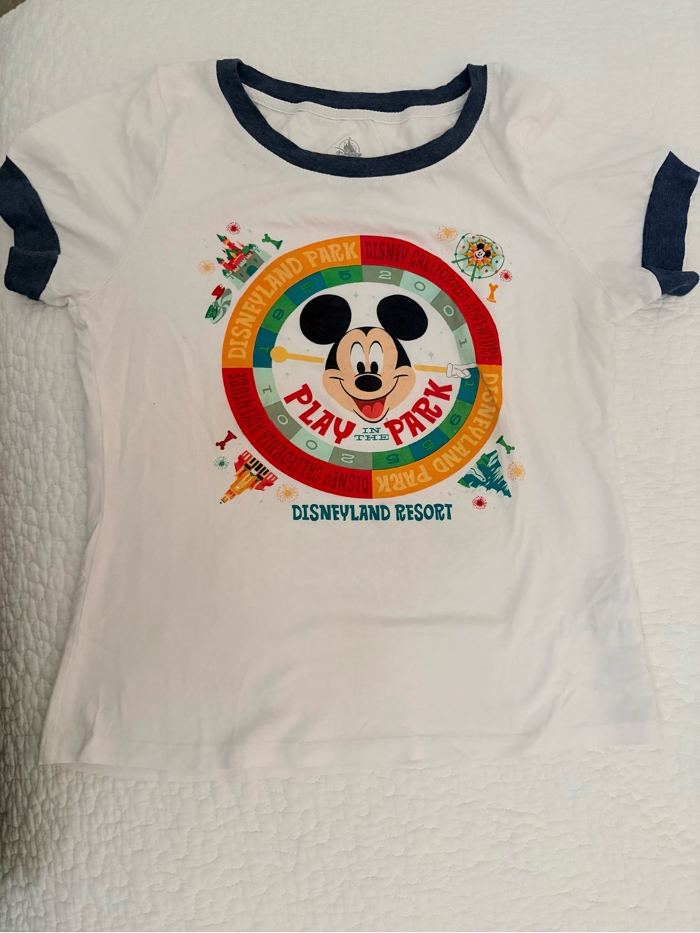 Disneyland Resort  Mickey Mouse White Ringer T‑Shirt play in the park